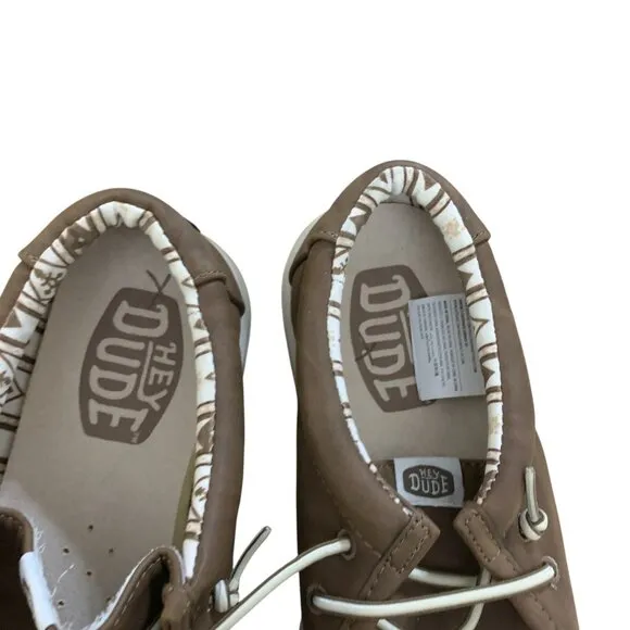 Hey Dude Derby Leather Brown Slip On Shoes 41215-255 Men's Size 9 Stretch