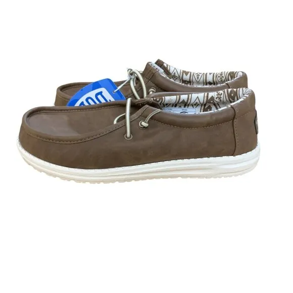 Hey Dude Derby Leather Brown Slip On Shoes 41215-255 Men's Size 9 Stretch