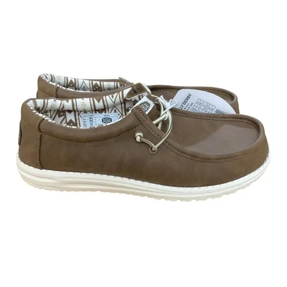 Hey Dude Derby Leather Brown Slip On Shoes 41215-255 Men's Size 9 Stretch