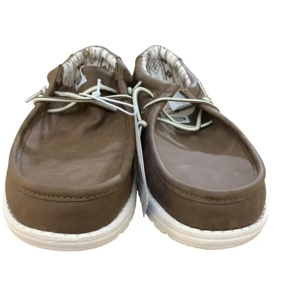 Hey Dude Derby Leather Brown Slip On Shoes 41215-255 Men's Size 9 Stretch