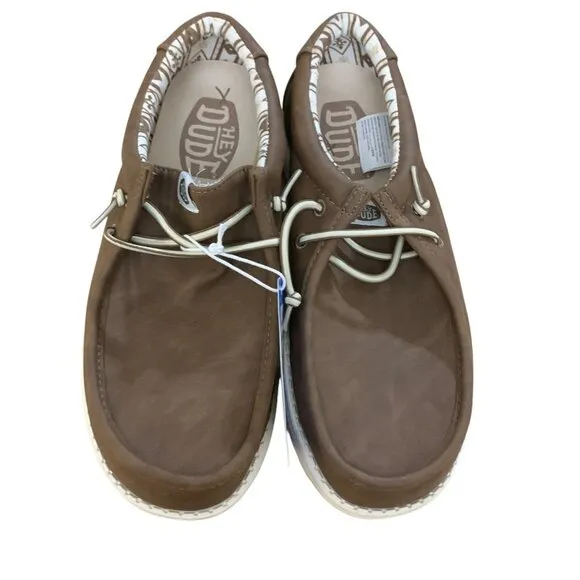 Hey Dude Derby Leather Brown Slip On Shoes 41215-255 Men's Size 9 Stretch