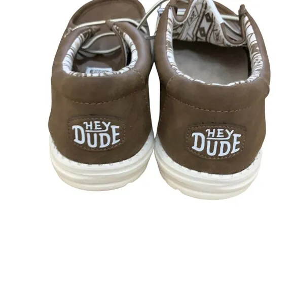 Hey Dude Derby Leather Brown Slip On Shoes 41215-255 Men's Size 9 Stretch
