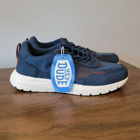 Hey Dude Mens Shoes NWT Sirocco Alta M Essentials Navy White Sneakers Size 11