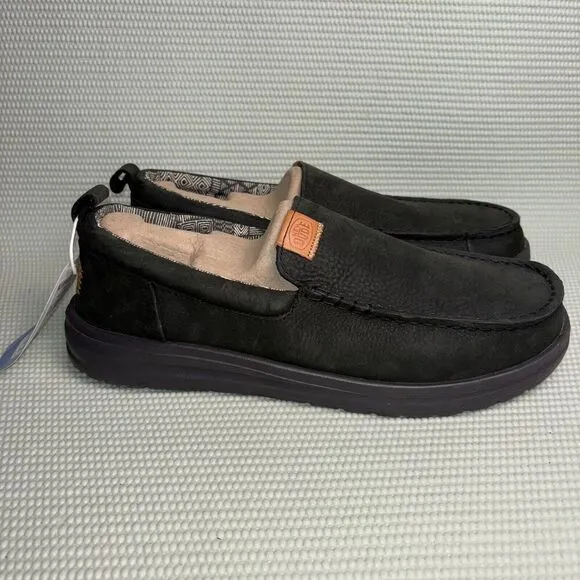 Hey Dude Wally Grip Moc Craft Leather Comfort Shoes Men’s Size 10 Slip On NEW