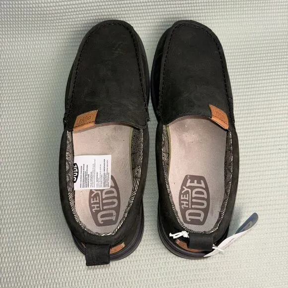 Hey Dude Wally Grip Moc Craft Leather Comfort Shoes Men’s Size 10 Slip On NEW