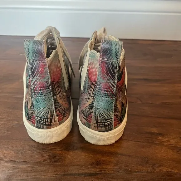 High-Top Sneakers with Colorful butterfly Pattern by Goby- Size 5