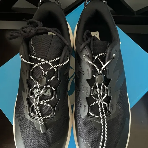 Hoka Black and White Athletic Shoes with Performance Cushioning
