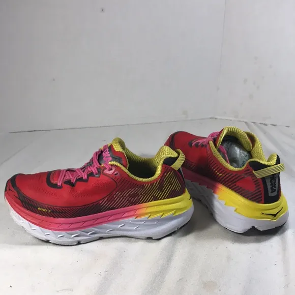 Hoka Bondi 5 Virual Pink/ Blazing Yellow Women's Lace Up Running Athletic Shoes