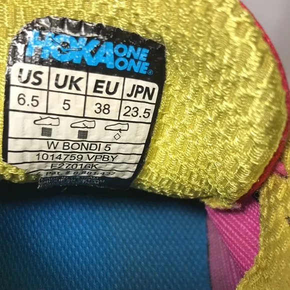 Hoka Bondi 5 Virual Pink/ Blazing Yellow Women's Lace Up Running Athletic Shoes