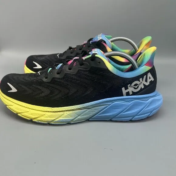 Hoka One One Arahi 6 Men's 11 Black Rainbow Athletic Sneakers Lace-Up Low Top