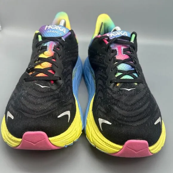 Hoka One One Arahi 6 Men's 11 Black Rainbow Athletic Sneakers Lace-Up Low Top