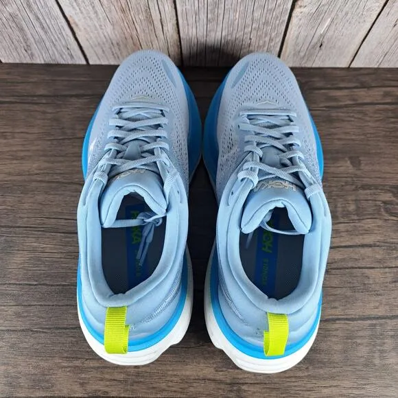 Hoka One One Bondi 8 Running Shoes Men's Sz 8.5 D Airy Blue Diva Blue (Worn Once