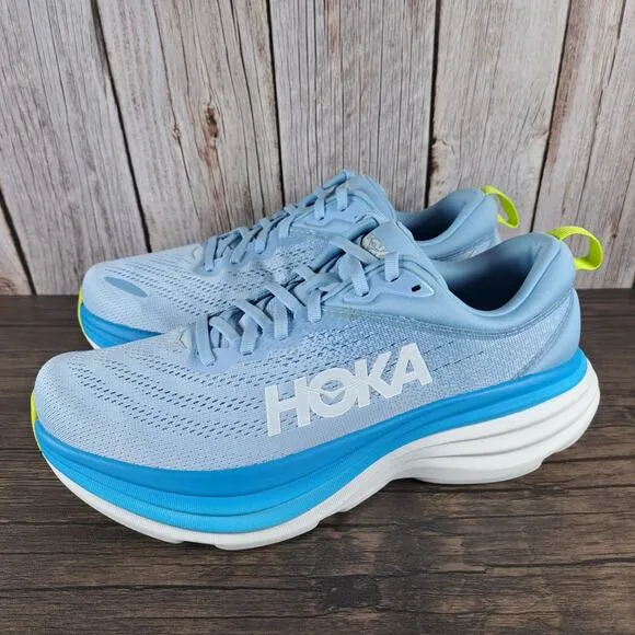 Hoka One One Bondi 8 Running Shoes Men's Sz 8.5 D Airy Blue Diva Blue (Worn Once