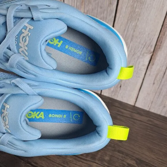 Hoka One One Bondi 8 Running Shoes Men's Sz 8.5 D Airy Blue Diva Blue (Worn Once