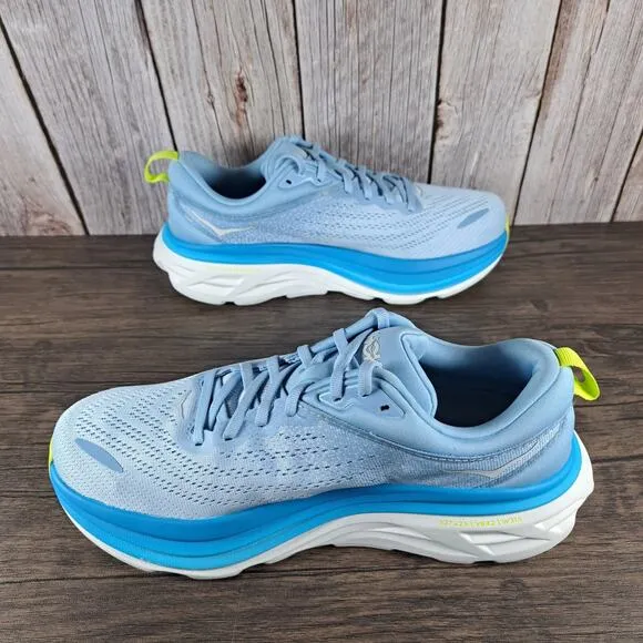 Hoka One One Bondi 8 Running Shoes Men's Sz 8.5 D Airy Blue Diva Blue (Worn Once