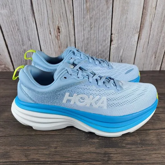 Hoka One One Bondi 8 Running Shoes Men's Sz 8.5 D Airy Blue Diva Blue (Worn Once