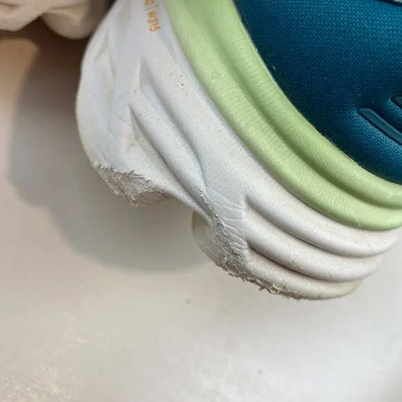 Hoka One One Bondi 8  Size 9.5D Men’s Teal and Lime Running Shoes