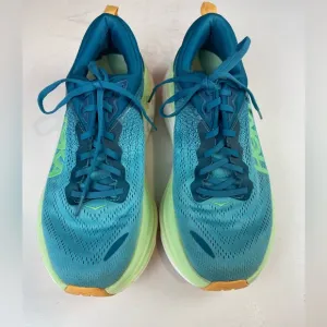 Hoka One One Bondi 8  Size 9.5D Men’s Teal and Lime Running Shoes
