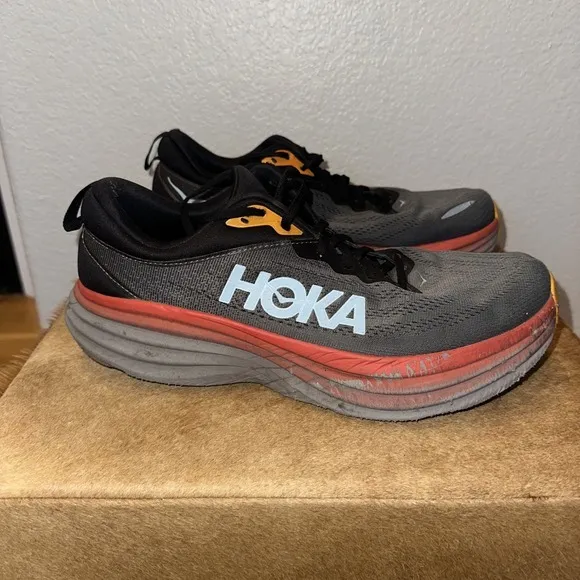 Hoka One One Bondi 8 Wide Men's Size‎ 12 D Shoes Anthracite Castlerock 1127953