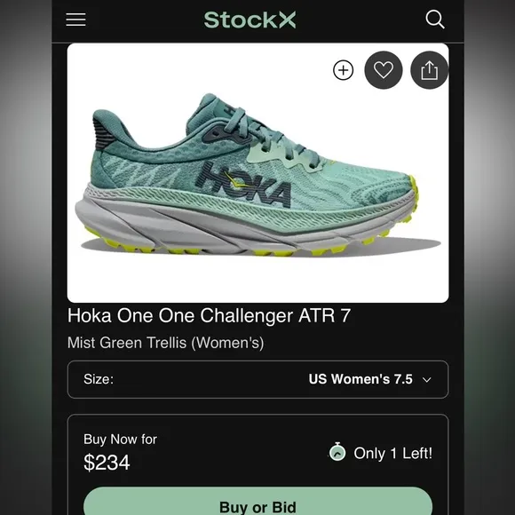 Hoka One One Challenger ATR 7 Mist Green Trellis Running  1134498-MGTR W7.5B