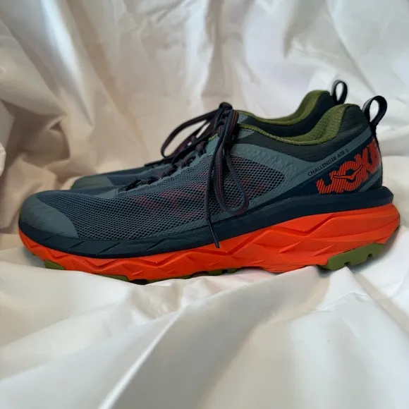 Hoka One One Challenger ATR Trail Running Shoes, Gray/Orange, Men’s Size 8, EUC