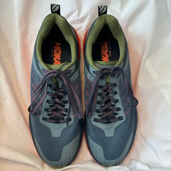 Hoka One One Challenger ATR Trail Running Shoes, Gray/Orange, Men’s Size 8, EUC