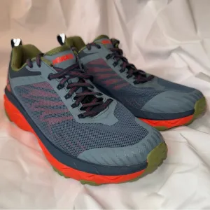 Hoka One One Challenger ATR Trail Running Shoes, Gray/Orange, Men’s Size 8, EUC