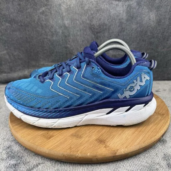 Hoka One One Clifton 4 Shoes Mens Size 9.5 2E Blue Running Comfort Sneakers