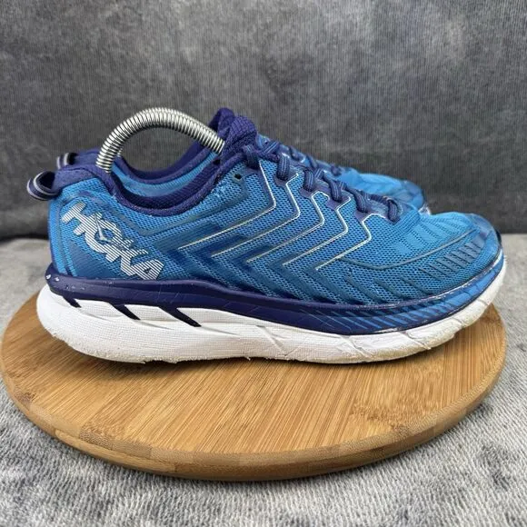 Hoka One One Clifton 4 Shoes Mens Size 9.5 2E Blue Running Comfort Sneakers