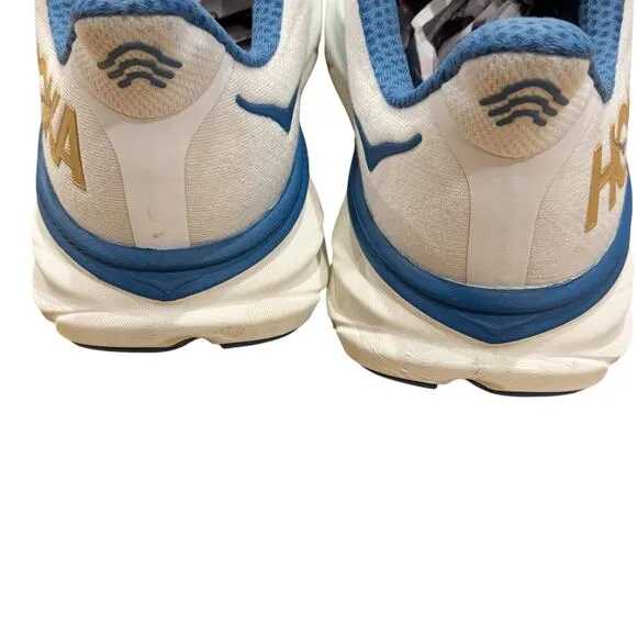 Hoka One One Clifton 9 Everyday Running Shoes Sneakers White Blue Size US 12D