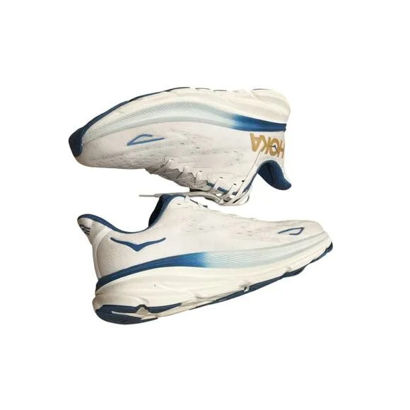 Hoka One One Clifton 9 Everyday Running Shoes Sneakers White Blue Size US 12D