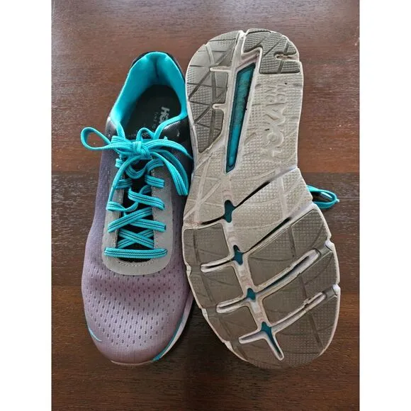 HOKA One One Elevon White/Teal/Gray Running Shoes 1019268 Women's Size 9