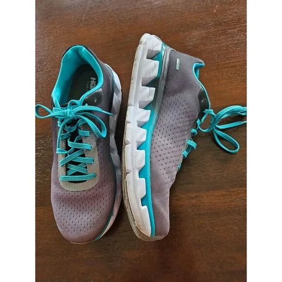 HOKA One One Elevon White/Teal/Gray Running Shoes 1019268 Women's Size 9