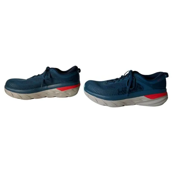 Hoka One One M Bondi 7 Blue/Grey Lace Up Running Shoes - Men's 11.5 MINT! in Box