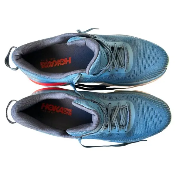 Hoka One One M Bondi 7 Blue/Grey Lace Up Running Shoes - Men's 11.5 MINT! in Box