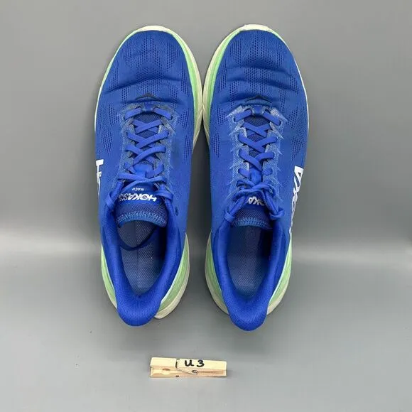 Hoka One One Mach 4 Men's 11 Blue Athletic Running Sneakers Lace-Up Low Top