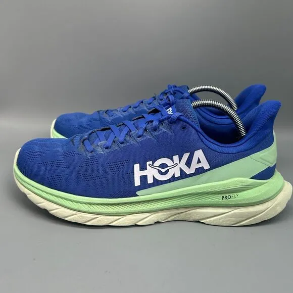 Hoka One One Mach 4 Men's 11 Blue Athletic Running Sneakers Lace-Up Low Top