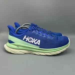 Hoka One One Mach 4 Men's 11 Blue Athletic Running Sneakers Lace-Up Low Top