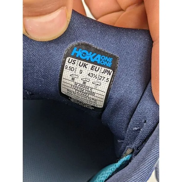 Hoka‎ One One Mens Arahi 6 Running Shoes 1123194 Blue Size 9.5D.