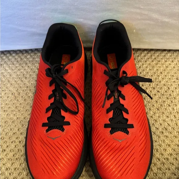 HOKA ONE ONE Men's Rincon 3 Running Shoe, Red Alert/Flame. Worn once.Retail $190