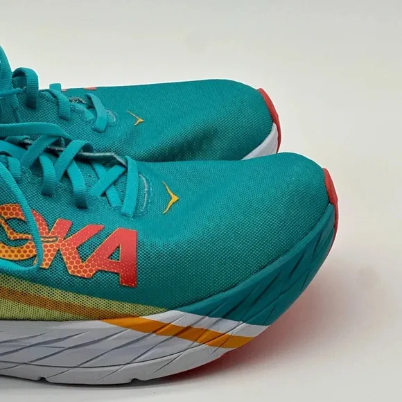 Hoka One One Rocket X Blue Green White Racing Running Shoes Men's Size 14