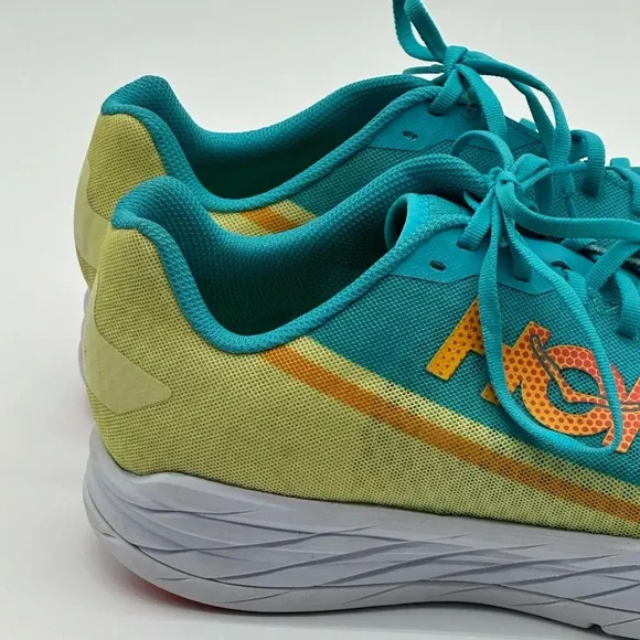 Hoka One One Rocket X Blue Green White Racing Running Shoes Men's Size 14