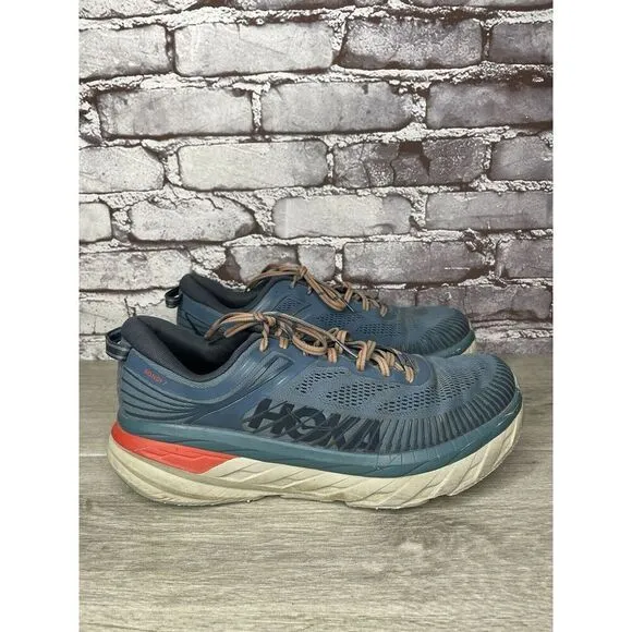 Hoka One One Bondi 7 110518 RTOS Blue Synthetic Running Shoes Men 10.5 US/44 2/3