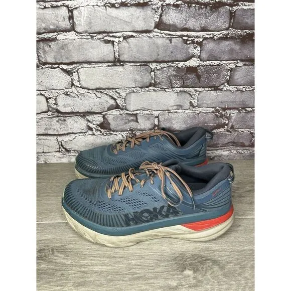 Hoka One One Bondi 7 110518 RTOS Blue Synthetic Running Shoes Men 10.5 US/44 2/3