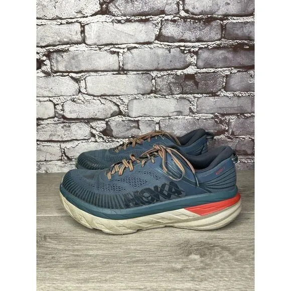 Hoka One One Bondi 7 110518 RTOS Blue Synthetic Running Shoes Men 10.5 US/44 2/3