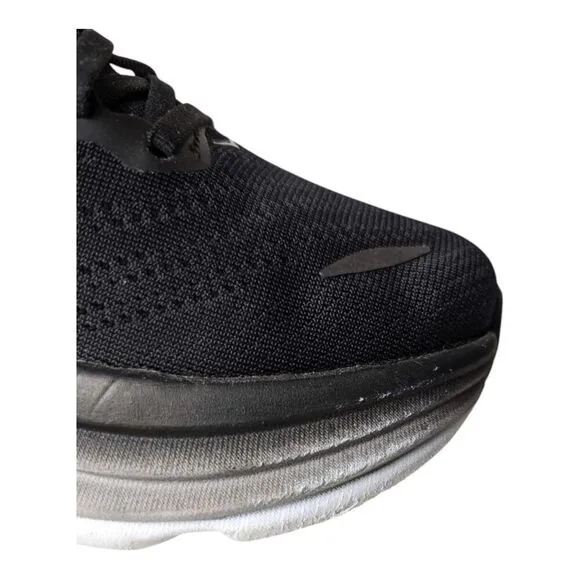 HOKA ONE ONE Bondi 8 &quot;Black/White&quot; Running Shoes Size 7.5D (Wide)
