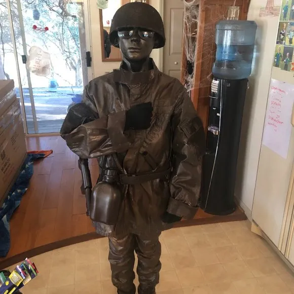 Homemade soldier statue costume