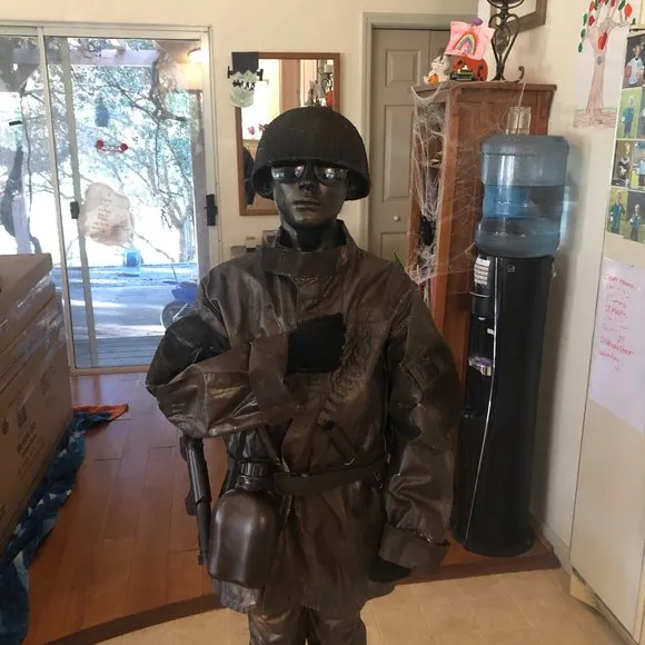 Homemade soldier statue costume