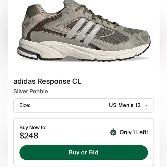🔥HOT adidas Response CL Army Green Silver Pebble