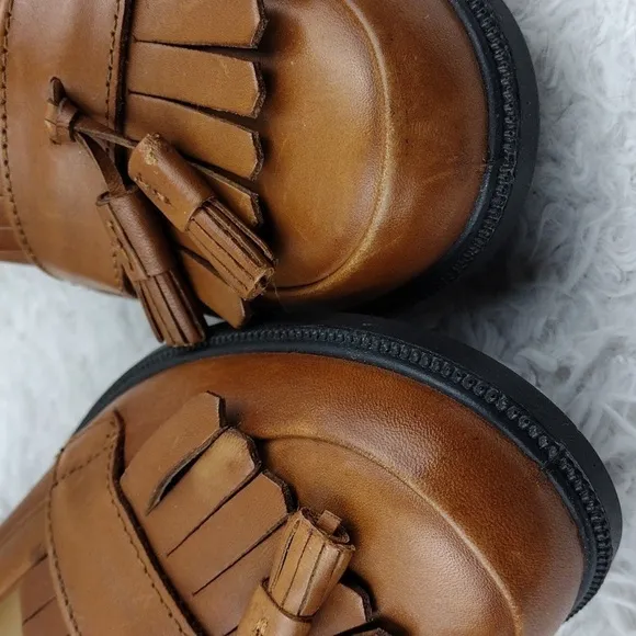hotter Comfort Concept Hamlet Cognac Feather Tassel Leather Slip On Loafer Shoe
